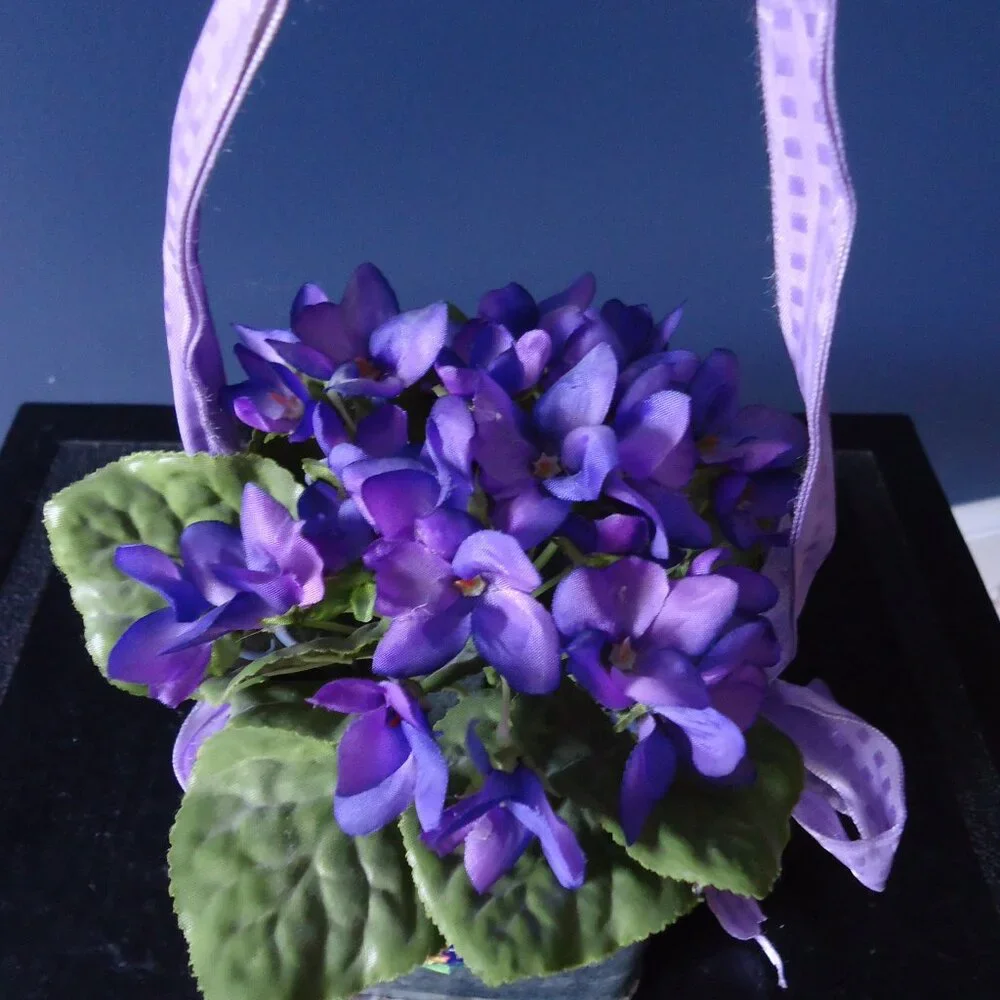 Violet Plant Faux in Metal Container